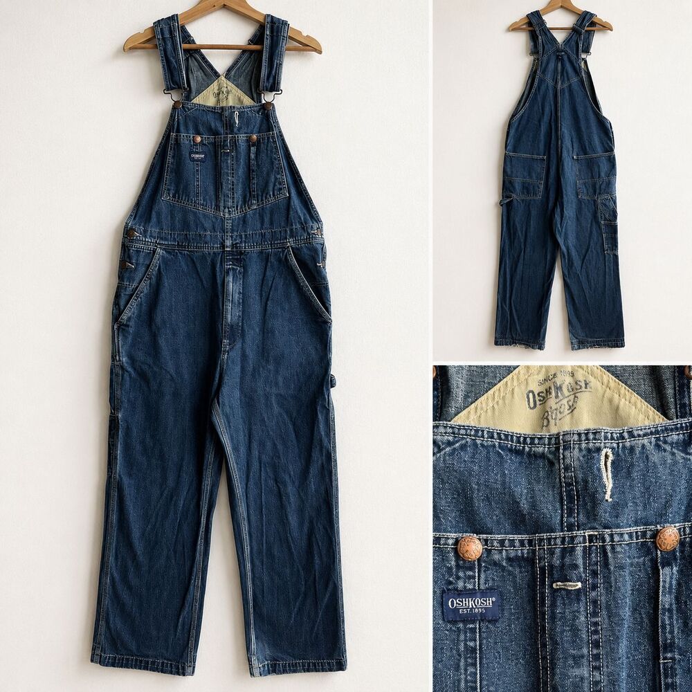 Vintage Oshkosh B'Gosh Overalls Denim Bibs Blue Men’s Size 30 Utility Outdoor